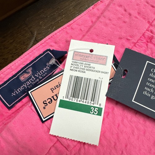 Sz 35 Vineyard Vines Mens Classic Fit 9” Breaker Pink Seersucker Short - NWT - Picture 6 of 8