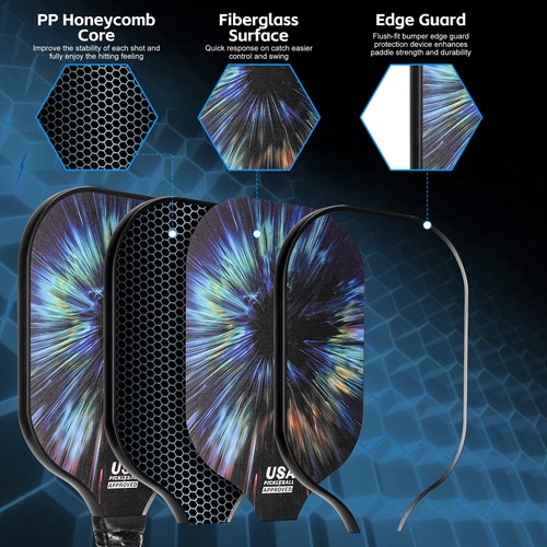 2x Pickleball Paddel Set Fiberglas Paddel, 4 Bälle & Tragetasche USAPA zugelassen - Bild 7 von 10