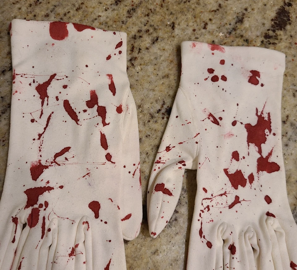 Guantes Disfraz Zombie Terror Sangriento Falsos Formales Elegante De Colección Talla S/M Blancos Foto 4 de 4