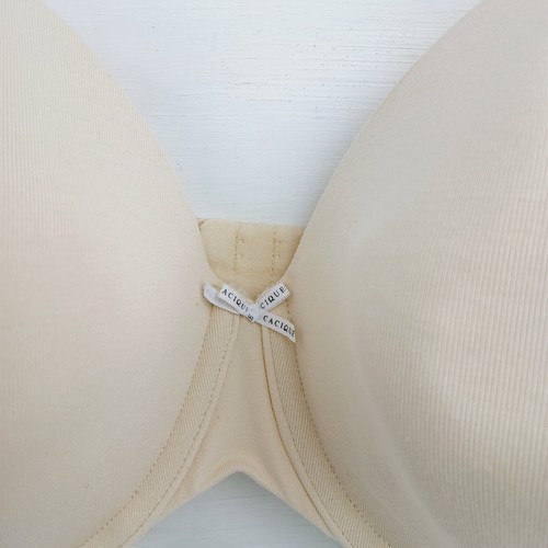 Lane Bryant Cacique Cotton Lightly Lined T-Shirt Underwire Beige Bra 46D - Picture 3 of 12