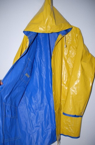 Coole Herren Glänzende Wende Regenjacke + Kapuze Regen Jacke Mantel ca 56 / XL - Bild 7 von 8