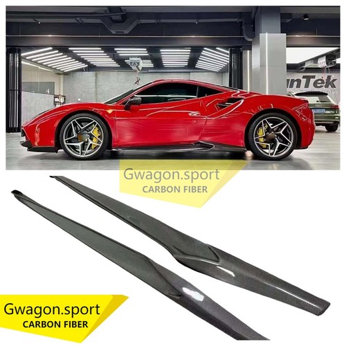 Black Carbon Fiber Side skirts Side Skirt Lip Cover For Ferrari 488 NV Style - Picture 9 of 9