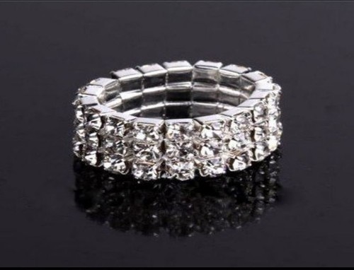 Wedding Bridal Crystal Rhinestone Stretchable Rings Womens Fashion Jewellery - Picture 2 of 15