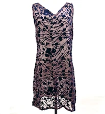 Pinko Mini Sheath Dress 8 Velvet Burnout Sheer Unlined Sleeveless Overlay Italy