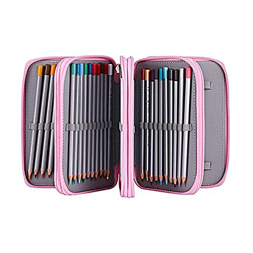 Multi-Layer Pencil Organizer Pink 72 Count Slot Oxford Pencil Case Large - Imagen 1 de 6