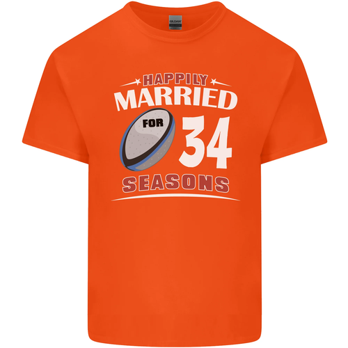 34 Year Wedding Anniversary 34th Rugby Mens Cotton T-Shirt Tee Top - Picture 28 of 110