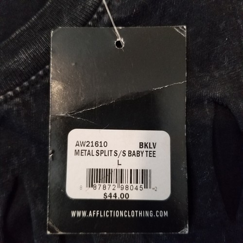 Affliction T Shirt - Womens Size L - Metal Splits S Baby Tee Short Sleeve Black - Picture 12 of 12