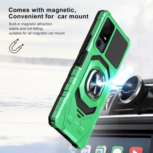 For TCL 40 XL / 40 T Phone Case Armor Ring Magnetic Support Stand+Tempered Glass - Picture 27 of 37