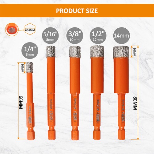 Diamond Hole Saw Drill Bit Granite Marble Dry Drill Bit Cut Tool 6/8/10/12/14mm - Picture 4 of 19