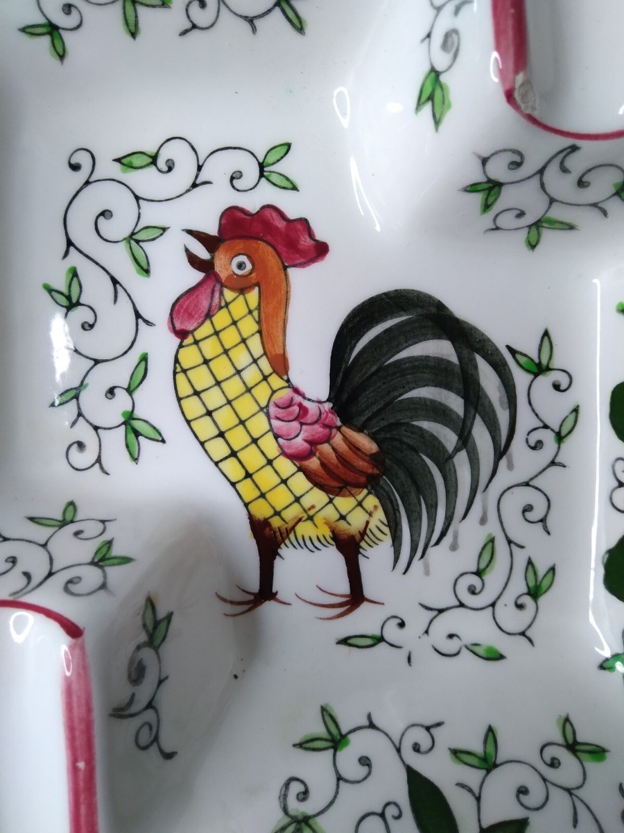 PY Rooster Ashtray Square Trinket Tray Provincial Blackl