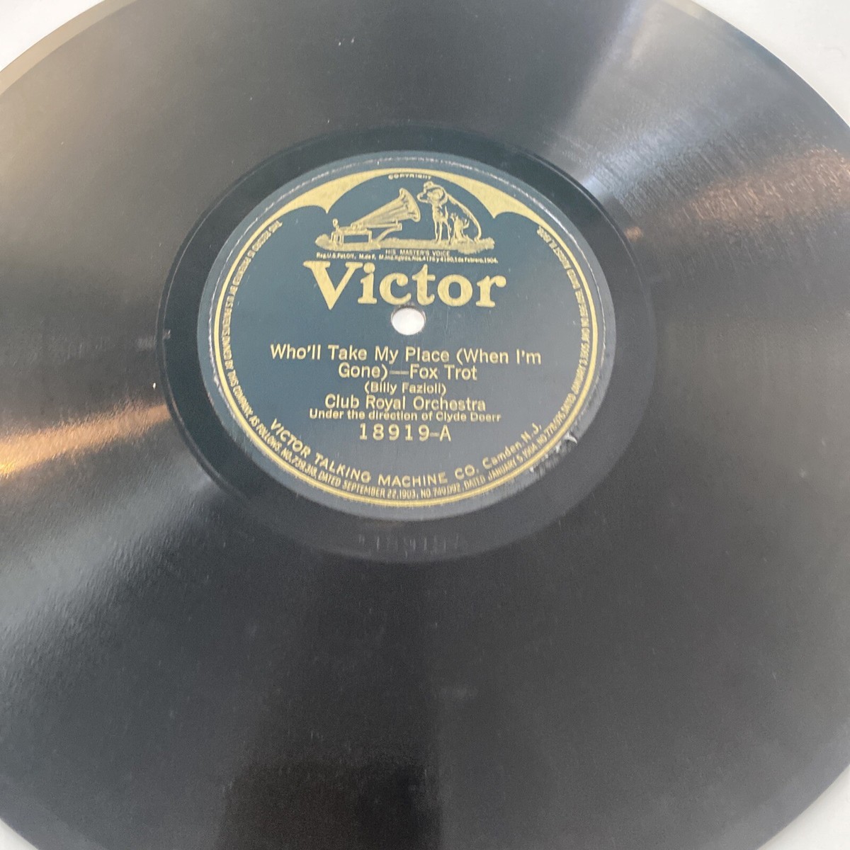 GURU レコード 1922 JAZZ - Clyde Doerr - Club Royal Orchestra 78 rpm VICTOR