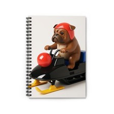 Spiral Notebook Student Journal Retro 3D Bauhaus Bulldog Snowmobile Art