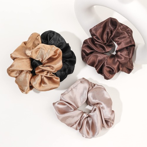 Satin Silk Scrunchies Big Hair Ties for Women Girls' Ponytail Holders for Thi... - Picture 3 of 9