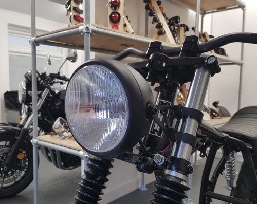 6” Motorbike Headlight 12V H4 55W Cafe Racer Scrambler Project Matt Black New - Picture 5 of 8