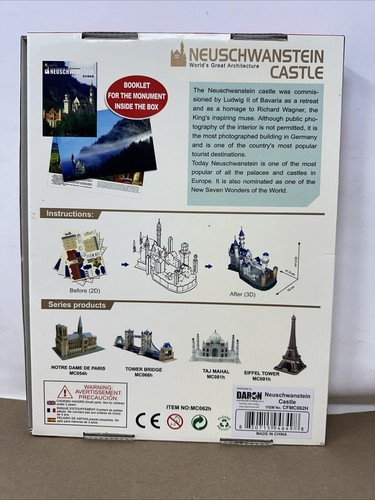 CubicFun Neuschwanstein Castle 121 Piece 3D Puzzle 1:200 - Picture 2 of 2