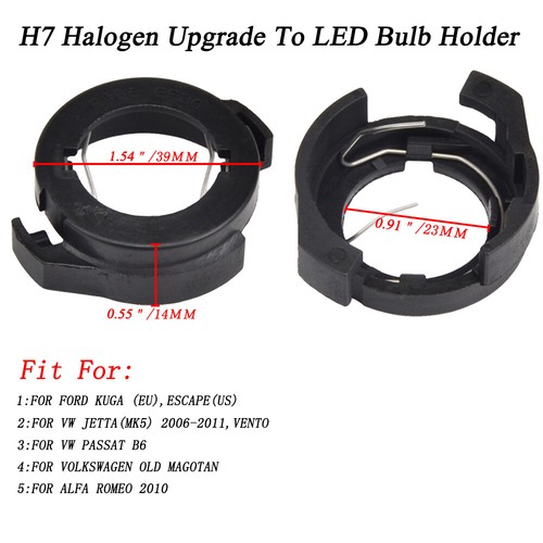 2x H7 LED Bulbs Socket Adapter Holder Retainer For Volkswagen Fit Eos 2007-2016 - Picture 2 of 5