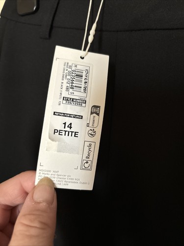 M&S Marks & Spencer Petite Black Smart Tailored Long Slit Skirt Size 14 NEW - Picture 6 of 9