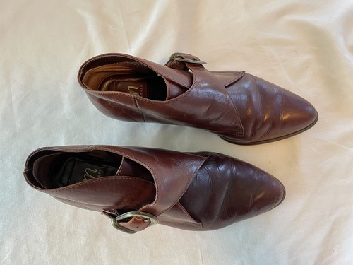 Vintage 90s Thom Mcan Monk Strap Boots Brown Leather Booties 6.5 / 7 - Picture 4 of 11
