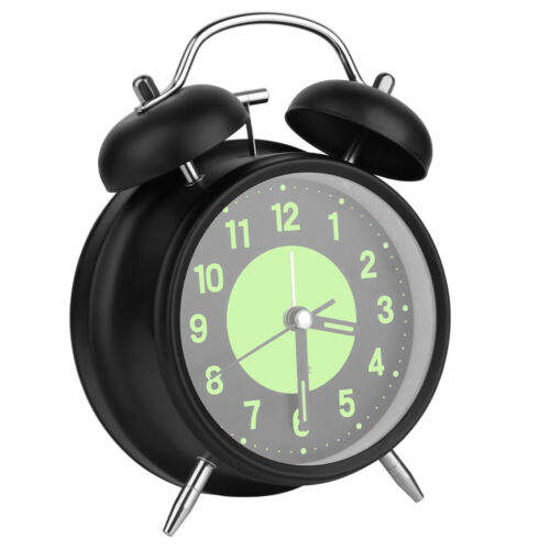 Retro Double Bell Alarm Clock Loud Alarm No Ticking Metal with Light Nostalgia - Picture 10 of 10