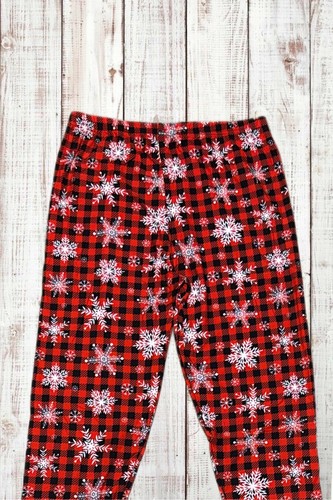 Women’s Leggings Red Plaid Snowflake Print Size L/XL NWT Extra Stretchy Soft - Picture 4 of 5