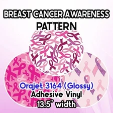 Breast Cancer Awareness / Pink Ribbon Patterned Adhesive Vinyl 13.5" ROLL