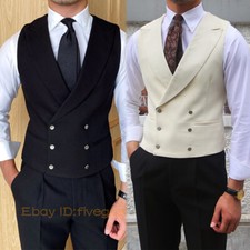 Men's Slim Fit Double Breasted Vest Slim Fit British Style Suit Vest Waistcoat