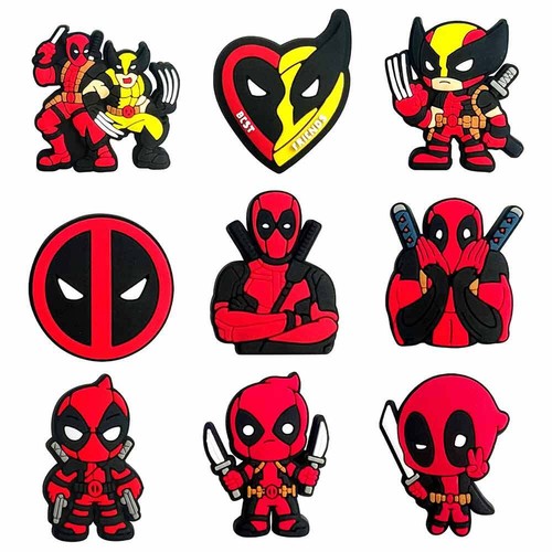 Juego de 9 dijes para zapatos colección Deadpool para cocodrilos hágalo usted mismo decoraciones de zapatos - Imagen 2 de 10