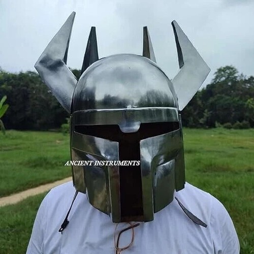 Casco Mandaloriano Medieval The Gar Saxon Metalic Cosplay Casco Usable - Imagen 6 de 6