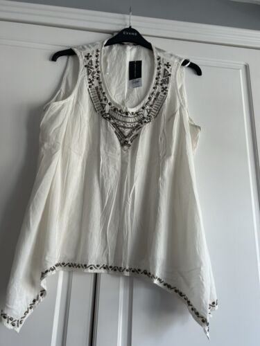 Cami Top Dorothy Perkins Size 20 100% Cotton With Embellishment New With Tags - Picture 2 of 8