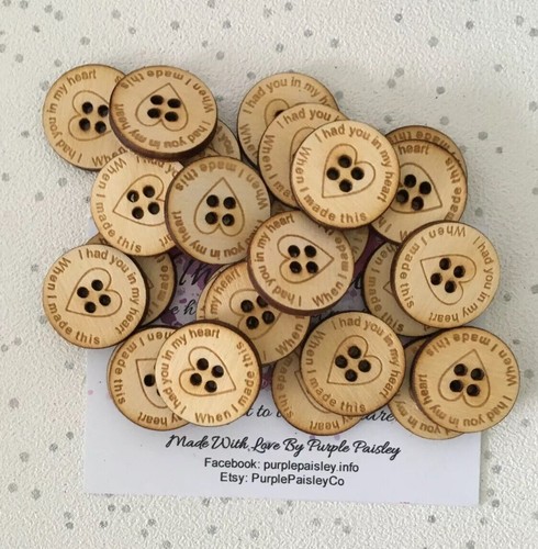 Personalised Laser-Cut Wooden Buttons – 1” for Knitted & Crochet Projects - Picture 9 of 11