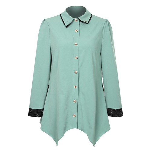 Women Button Casual Loose Work OL T-shirt Long Sleeve Tops Ladies Blouse Tee - Picture 6 of 17