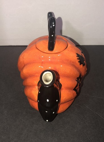 Blue Sky Clayworks Funny Stitched Pumpkin Teapot NEW Auth Retailer 2022 - Picture 4 of 9