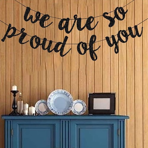 Chic Black Glittery Banner for Graduation Celebrations - DIY Party Decor - Picture 6 of 7