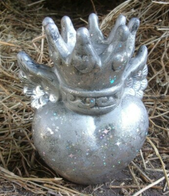 Latex heart mold plaster concrete cement Angel wings rubber mould 5.5''H x 4.25''