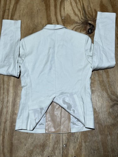 Vince Blazer Women 4 Leather Collar Single Button Knit Ivory @D1 - Picture 3 of 10