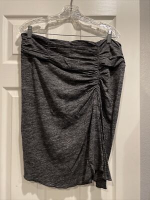 $295 Burberry Dark Grey Melange Ruched Linen Wool Jersey