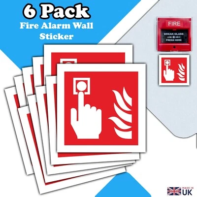 LUMEAN LTD Fire Alarm Call Point - Waterproof Vinyl Sticker Signs - Pack of 6 - Fire Alarm