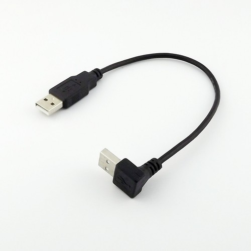 USB 2.0 Type A Male UP Angled to USB A Male Data Extension Adapter Short Cable - Picture 2 of 5