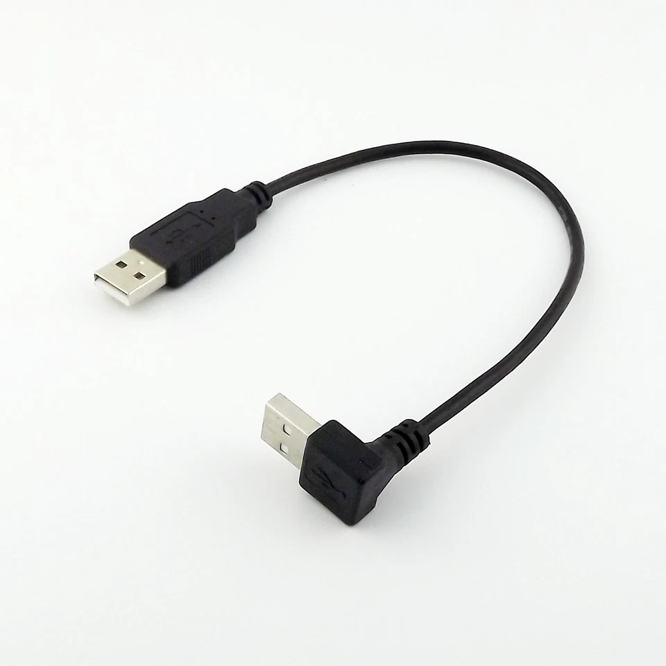 USB 2.0 Type A Male UP Angled to USB A Male Data Extension Adapter Short Cable - Image 2 of 4