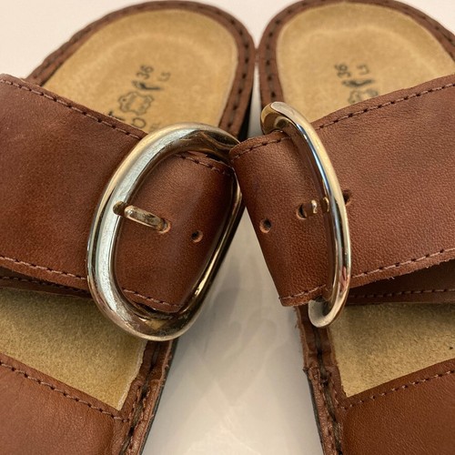 NEW Naot Frey Sandals Brown Leather Cork Insole Womens 5.5 EU 36 Slide Buckle - Picture 10 of 10