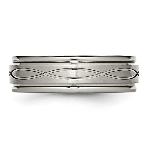 Chisel Titanium Brushed Center 7mm Criss-cross Design Ridged Edge Band TB73 - Picture 3 of 7