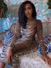 leopard Print Long Sleeve Slim Sexy Dress Women Streetwear Party Festival Dress
