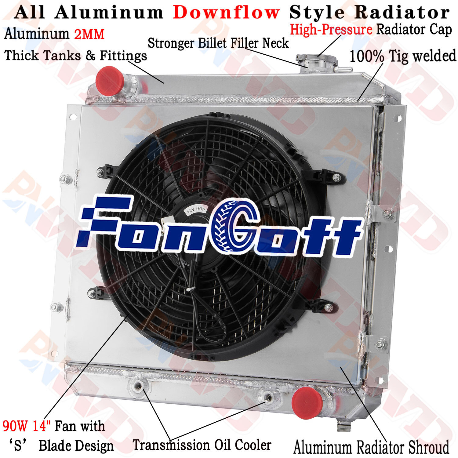 3 Row Radiator Shroud Fan for 1958-1984 Toyota Land Cruiser FJ40 FJ45 3.9L 4.2L