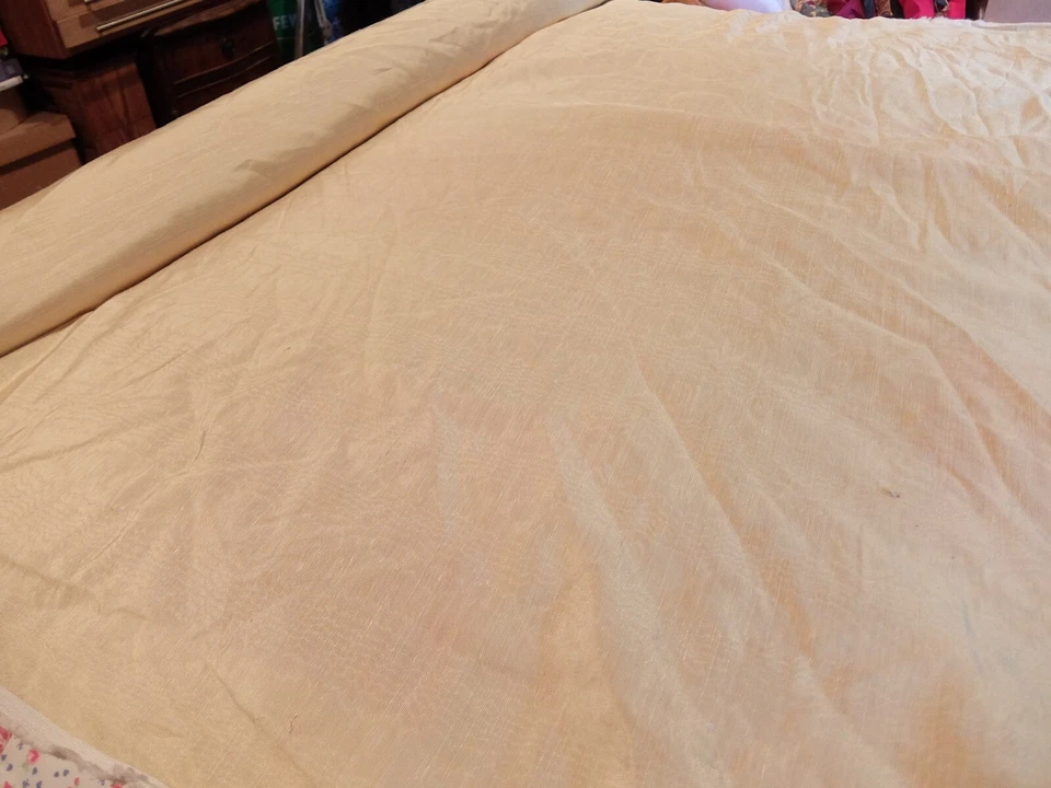 NEW FAUX SHOT SILK CURTAIN OR LIGHT FURNISHING FABRIC  56" STRAW/WHEAT Colour - Image 4 of 4