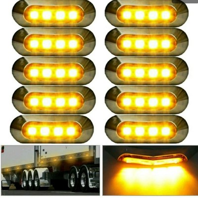 10 Pcs Amber SMD 4 LED Truck Side Marker Light Clearance Lamp Trailer 12/24v