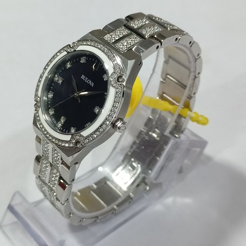 BULOVA WOMEN'S BLACK DIAL DIAMOND ACCENT WATCH PROTOTYPE TW-9723-J MB-605 - Picture 4 of 13
