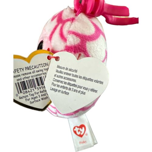 TY Gorros Squishy Llavero Clip Pinky Owl Rosa Blanco - Imagen 6 de 8