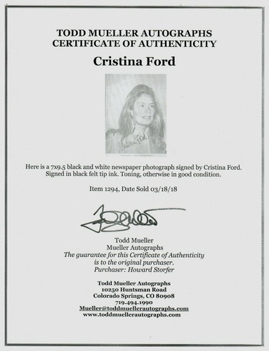 RAR! "Italian Socialite" Cristina Ford handsigniertes 7x9,5 Zeitungsfoto Echtheitszertifikat - Bild 2 von 2
