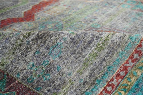 6x8 ft Blueish Gray Mamluk Afghan Hand Knotted Veg dyes Wool Medallion Rug - Picture 13 of 20