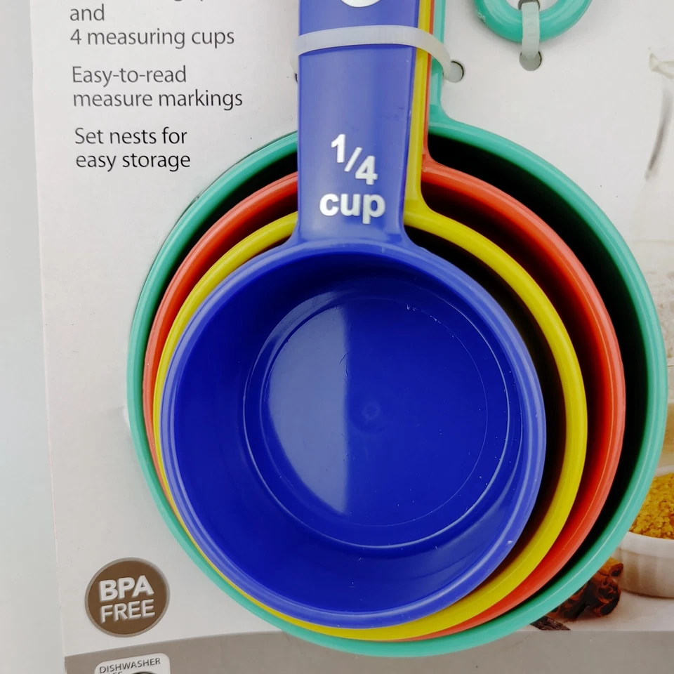 Set 9 Farberware Professional Measuring Spoons & Cups Nesting Rainbow Colorful - Image 3 of 4